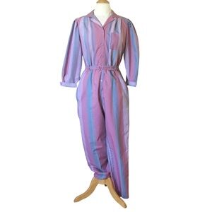 Vintage 70’s 80’s Oops California Pastel Striped Lightweight Jumpsuit